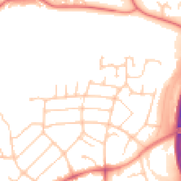 Daytime road noise heatmap for PR1 0AX