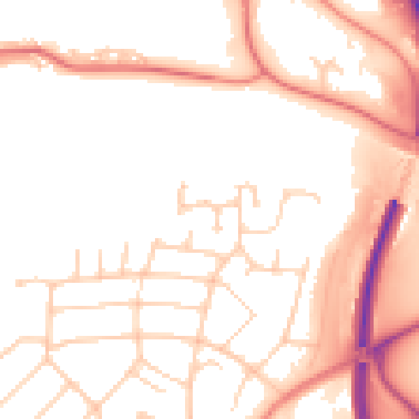 Daytime road noise heatmap for PR1 0BN