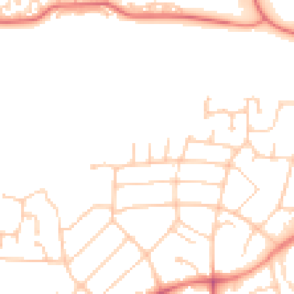 Daytime road noise heatmap for PR1 0EN