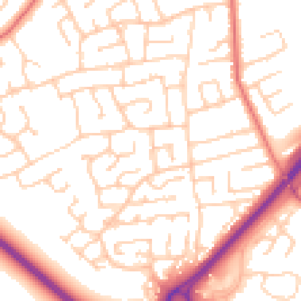 Daytime road noise heatmap for PR1 0PE
