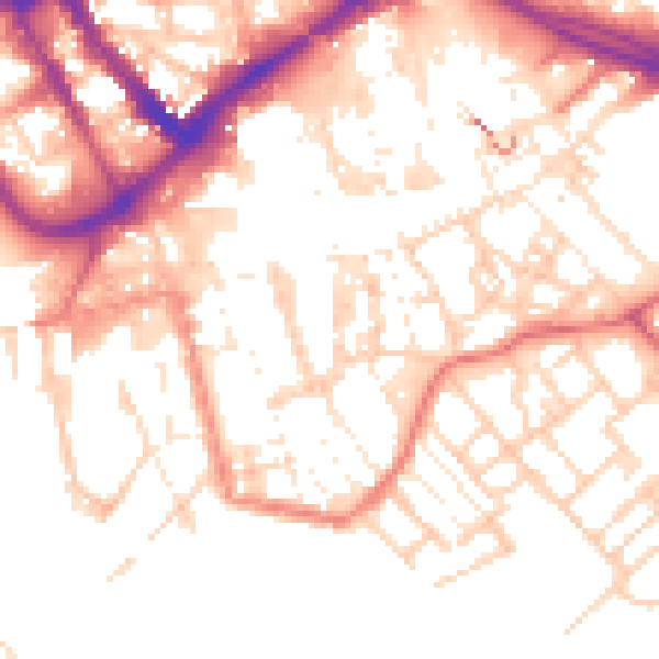 Daytime road noise heatmap for PR1 3NR