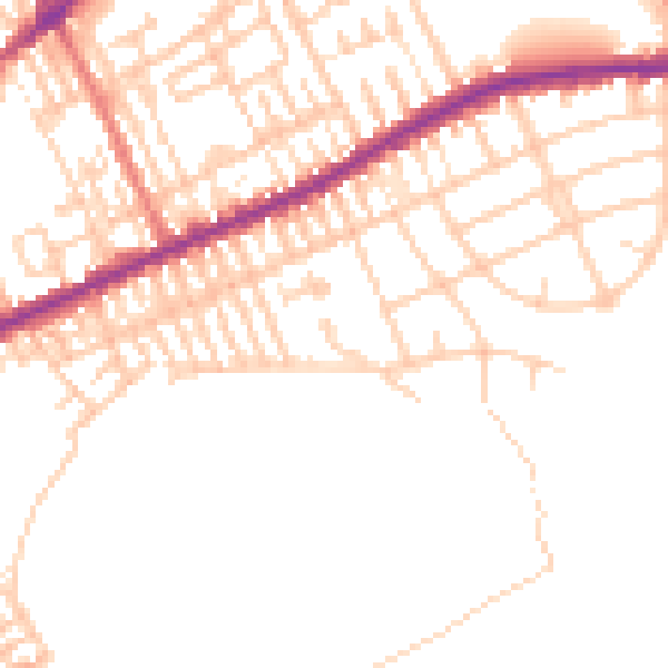 Daytime road noise heatmap for PR1 4QB
