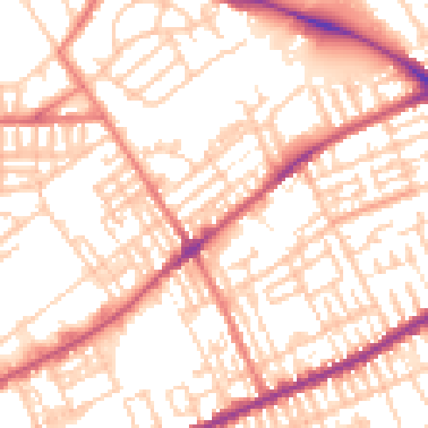 Daytime road noise heatmap for PR1 5EY
