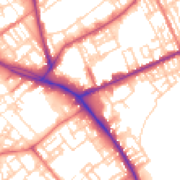 Daytime road noise heatmap for PR1 5NU