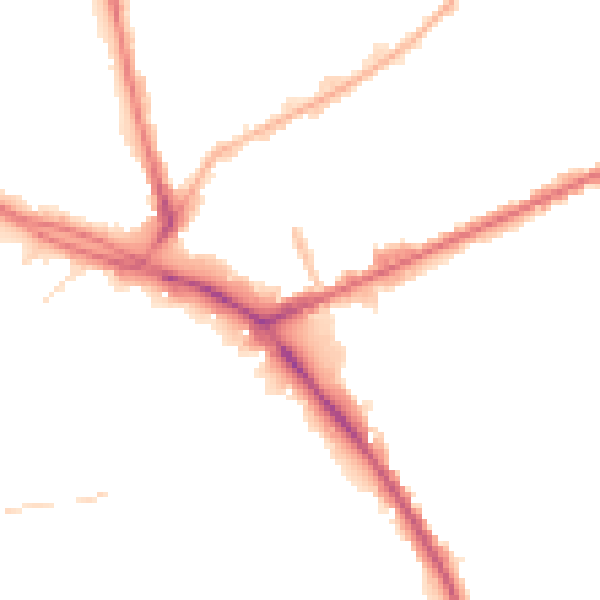 Night-time road noise heatmap for PR1 5NU