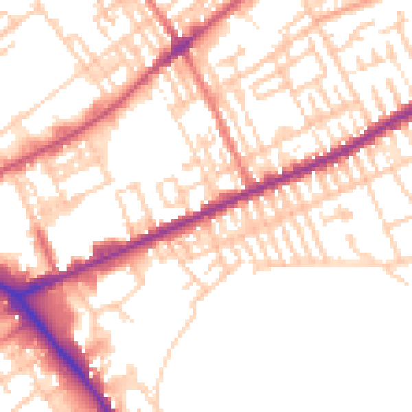 Daytime road noise heatmap for PR1 5PB