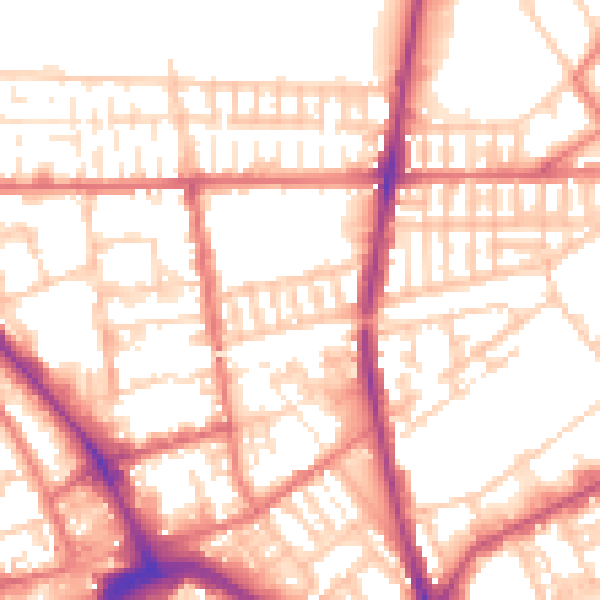 Daytime road noise heatmap for PR1 6LD