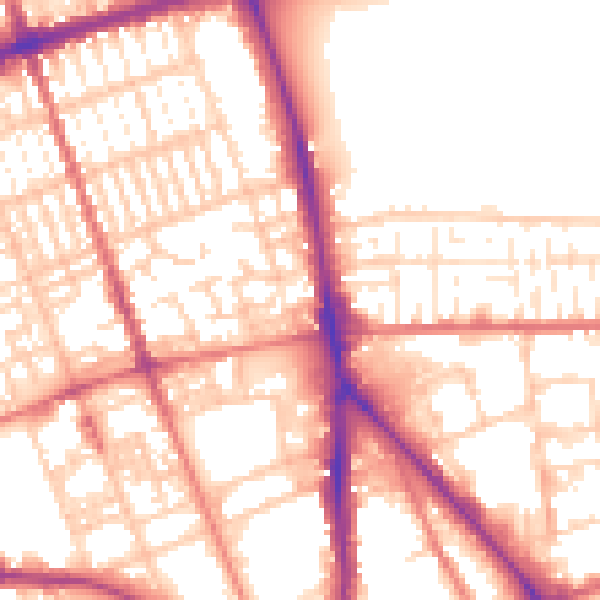 Daytime road noise heatmap for PR1 7RH