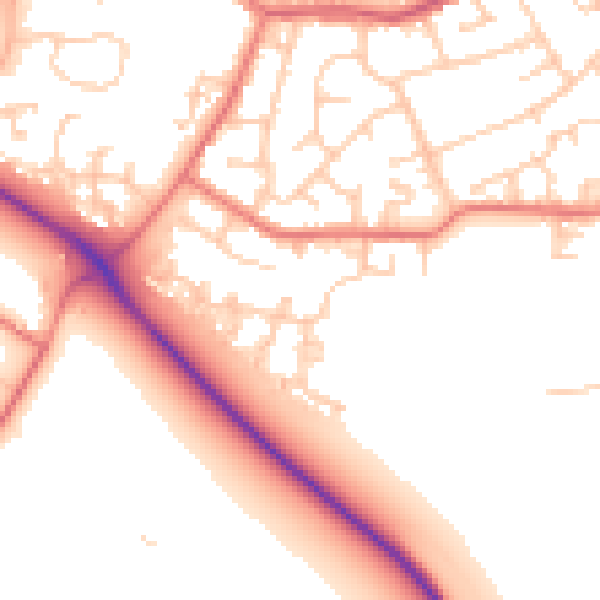 Daytime road noise heatmap for PR1 9FG