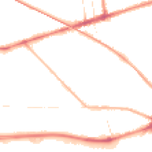 Night-time road noise heatmap for PR2 1DT