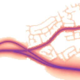 Daytime road noise heatmap for PR2 1XQ