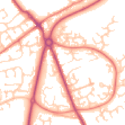 Daytime road noise heatmap for PR2 7DG