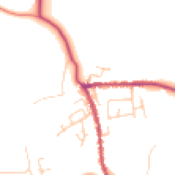 Daytime road noise heatmap for PR26 9HL