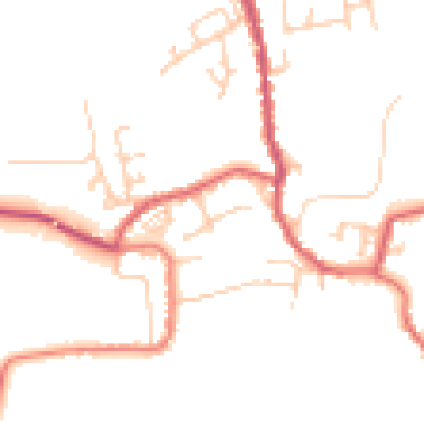 Daytime road noise heatmap for PR26 9SJ