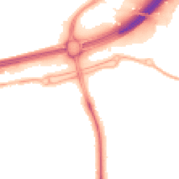 Night-time road noise heatmap for PR3 5JE