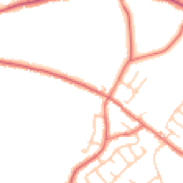 Daytime road noise heatmap for PR5 0LA