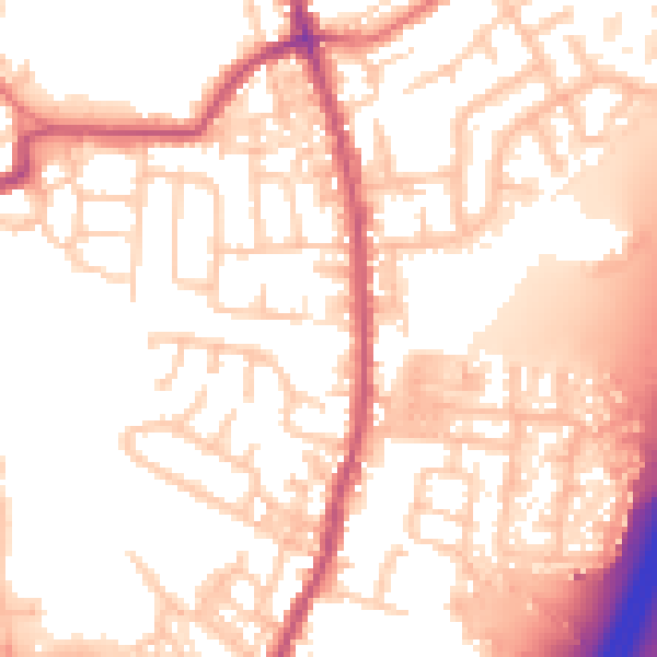 Daytime road noise heatmap for PR5 6TY