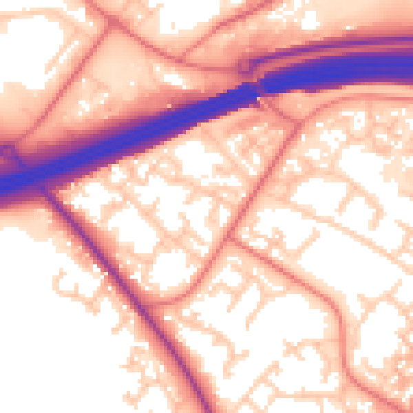 Daytime road noise heatmap for PR5 8DT
