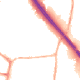 Night-time road noise heatmap for PR6 0JG