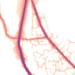 Daytime road noise heatmap for PR6 9JU