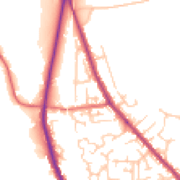 Daytime road noise heatmap for PR6 9JZ