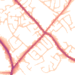 Daytime road noise heatmap for PR6 9QW