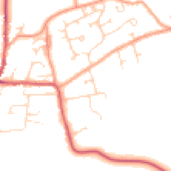 Daytime road noise heatmap for RG10 8BQ
