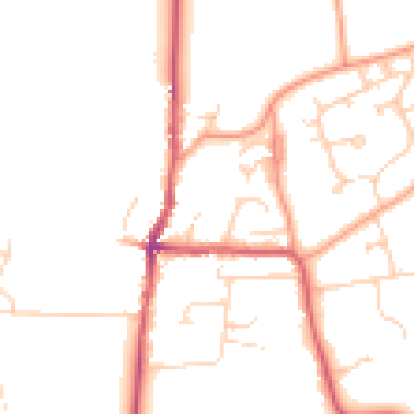 Daytime road noise heatmap for RG10 8JR