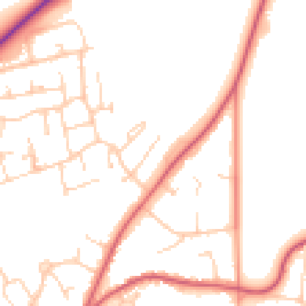 Daytime road noise heatmap for RG10 9DG