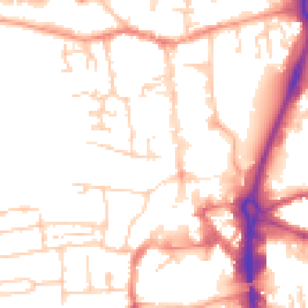 Daytime road noise heatmap for RG14 1BU