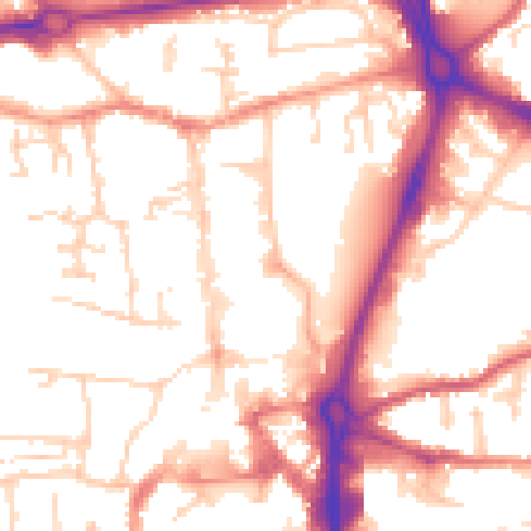 Daytime road noise heatmap for RG14 1DF