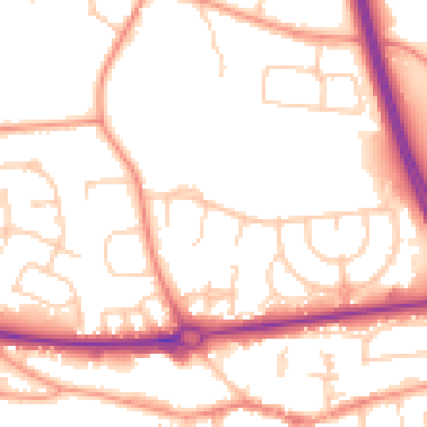 Daytime road noise heatmap for RG14 1PS