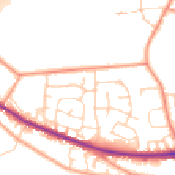 Daytime road noise heatmap for RG14 1SR