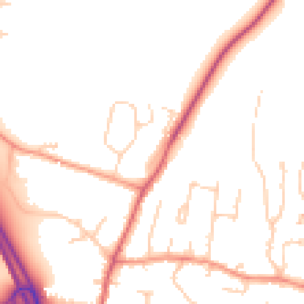 Daytime road noise heatmap for RG14 2EH