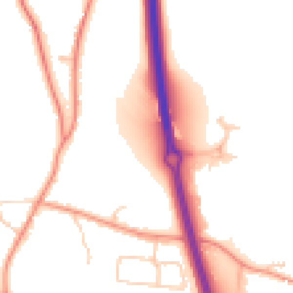Daytime road noise heatmap for RG14 3AS