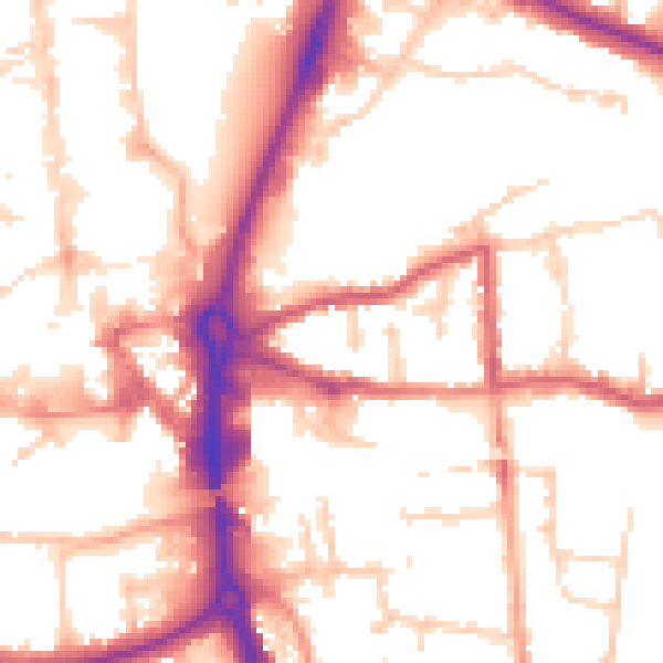 Daytime road noise heatmap for RG14 5SR