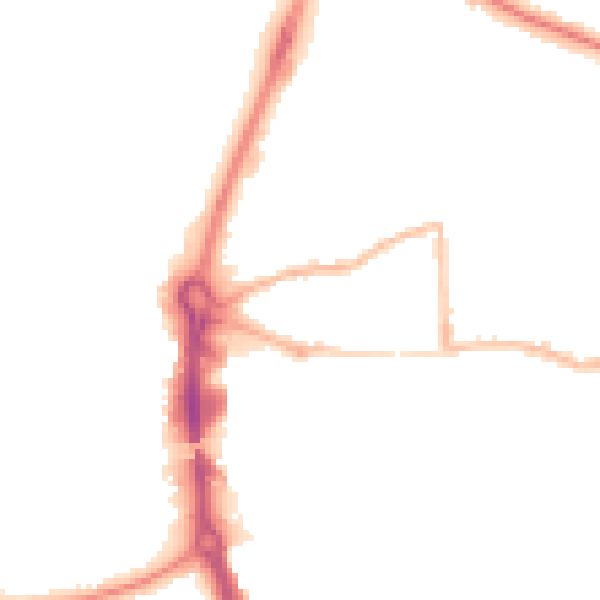 Night-time road noise heatmap for RG14 5SR