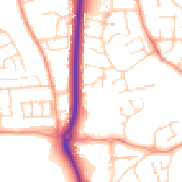 Daytime road noise heatmap for RG14 7SG