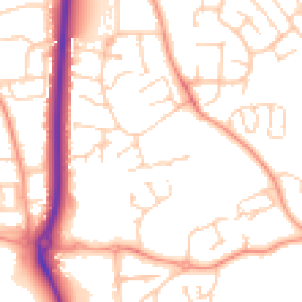 Daytime road noise heatmap for RG14 7UG