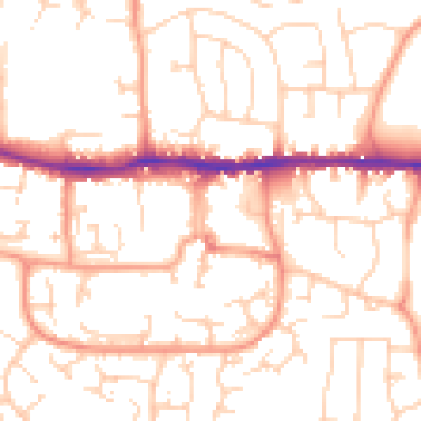 Daytime road noise heatmap for RG19 3HP