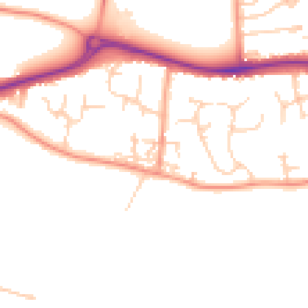 Daytime road noise heatmap for RG19 3SU