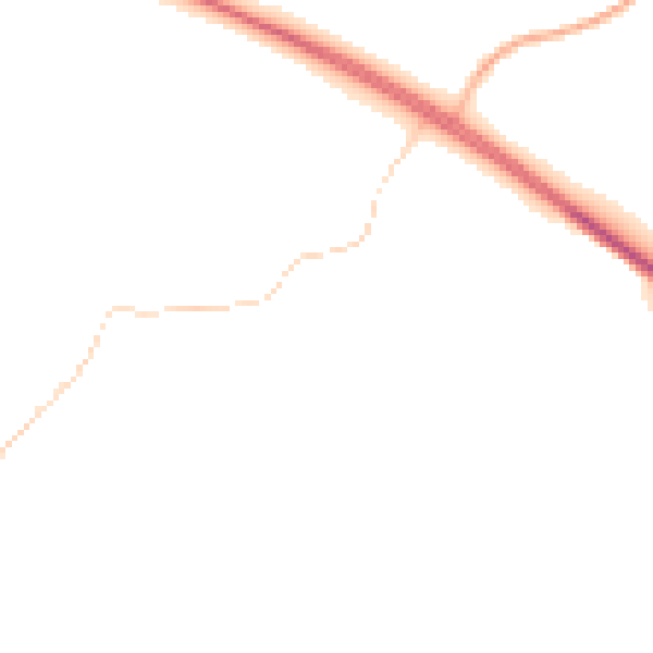 Night-time road noise heatmap for RG20 5NN