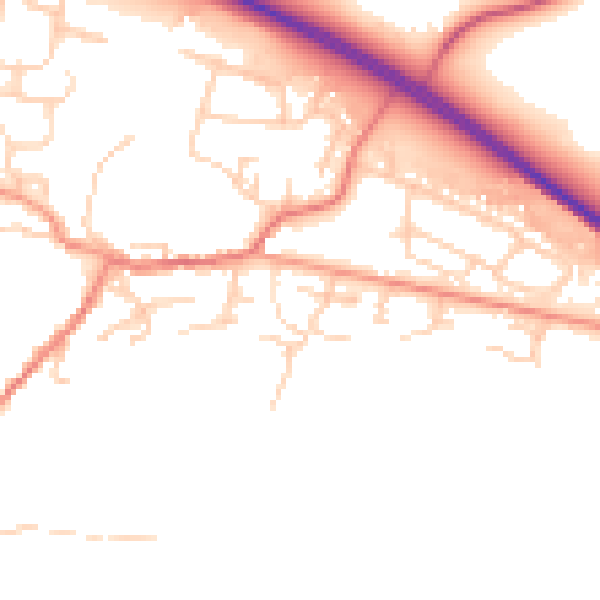 Daytime road noise heatmap for RG20 5NW