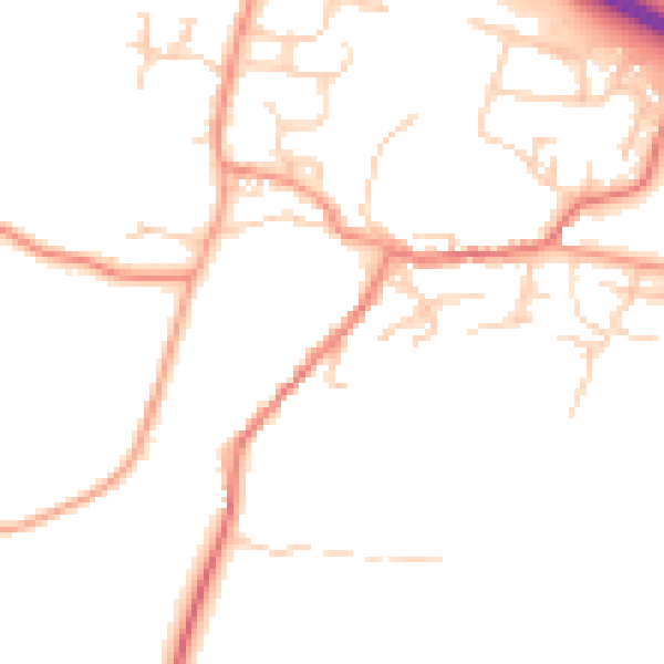 Daytime road noise heatmap for RG20 5PJ