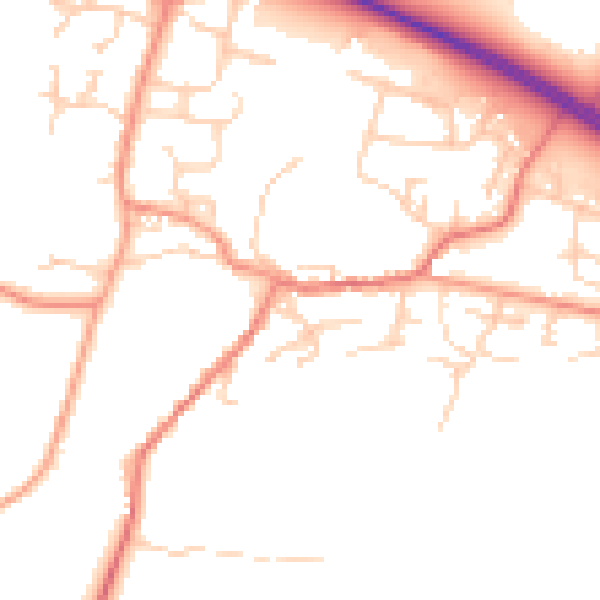 Daytime road noise heatmap for RG20 5PQ
