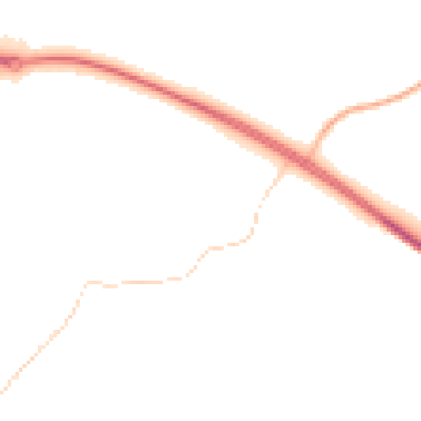 Night-time road noise heatmap for RG20 5RD