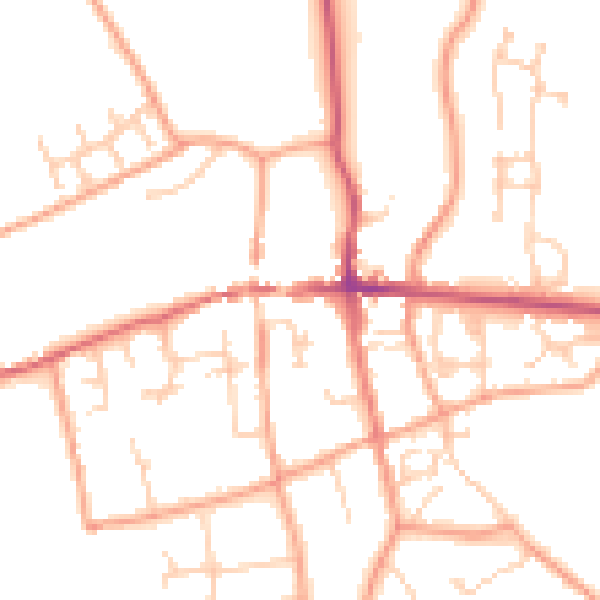 Daytime road noise heatmap for RG25 3HB
