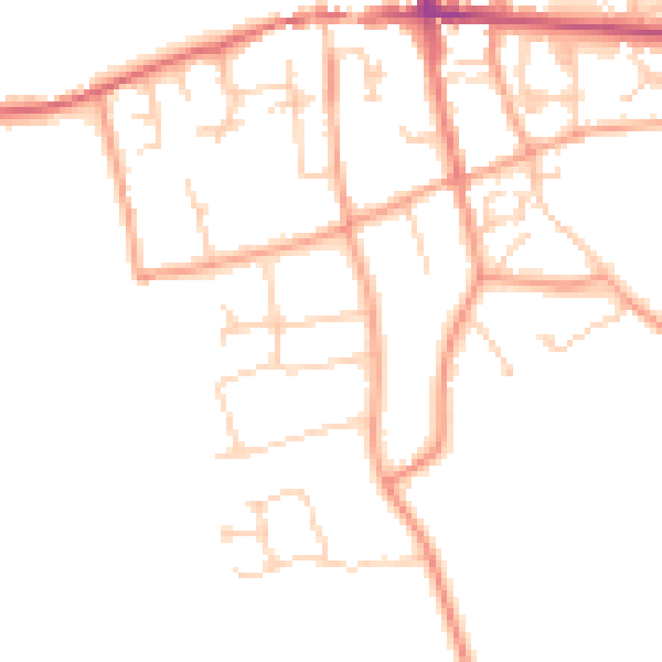 Daytime road noise heatmap for RG25 3LL
