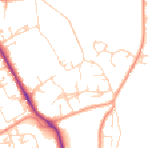 Daytime road noise heatmap for RG26 3BG