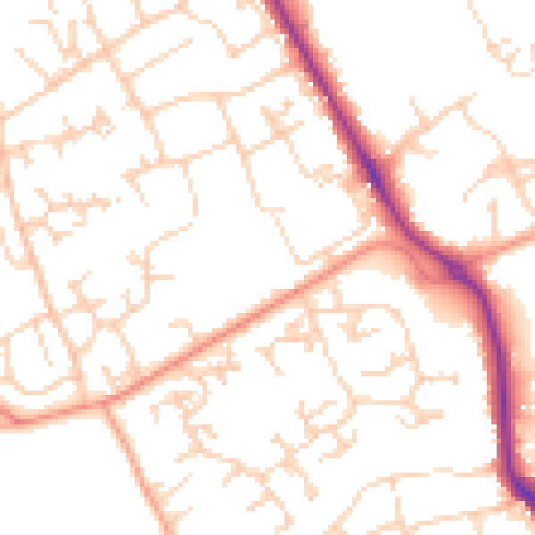 Daytime road noise heatmap for RG26 3BR